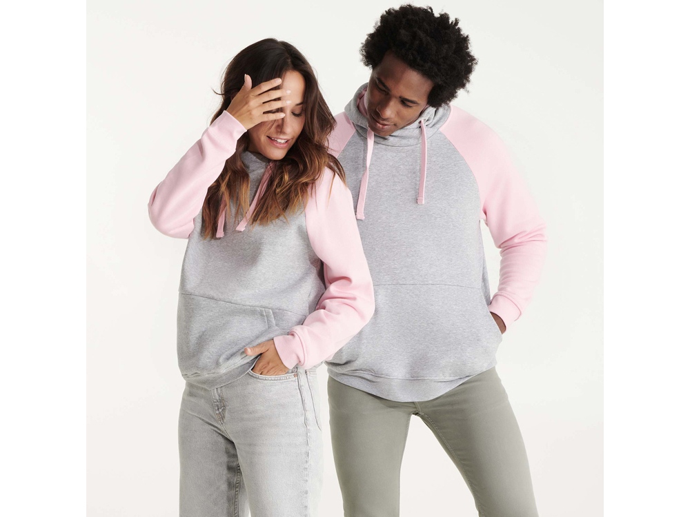 Толстовка с капюшоном Badet мужской, серый меланж/светло-розовый-5