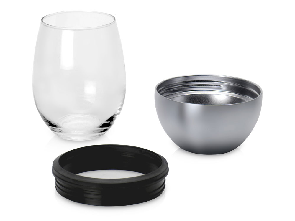 Тумблер для вина WINE KUZIE, серебристый-3