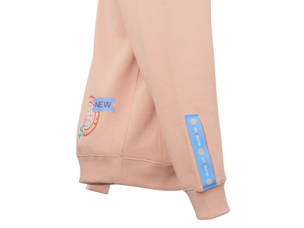 Толстовка с капюшоном оверсайз Berlin унисекс, лососевый, ДТФ, бренд тайп и лейбл-3