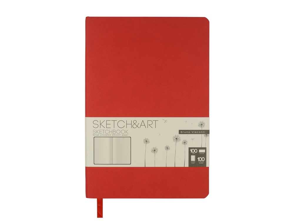 Скетчбук Sketch & Art в мягком переплете 140х210 мм, 100 л. бежевой бумаги 100 гр., красный-1