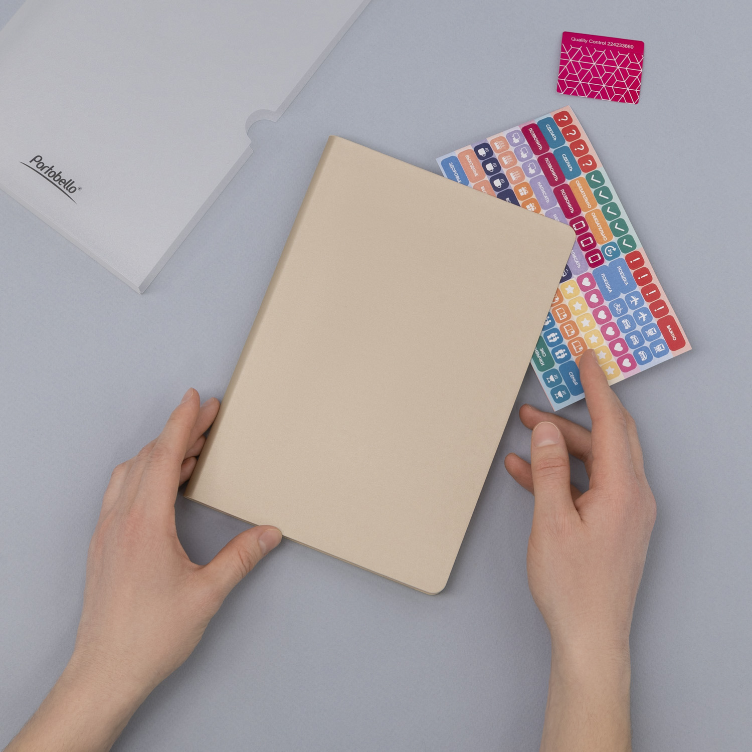 Ежедневник Спарк (Spark) недатированный, белое золото (с упаковкой, со стикерами)-12