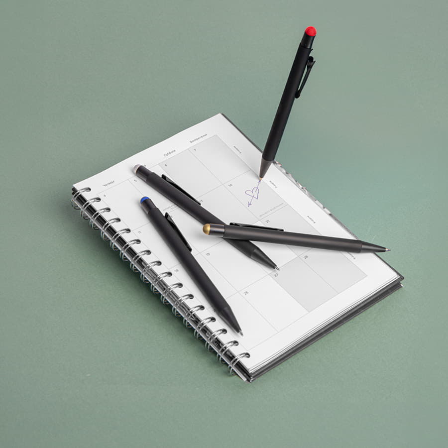 Ручка шариковая FACTOR BLACK со стилусом, черный, золотистый-5
