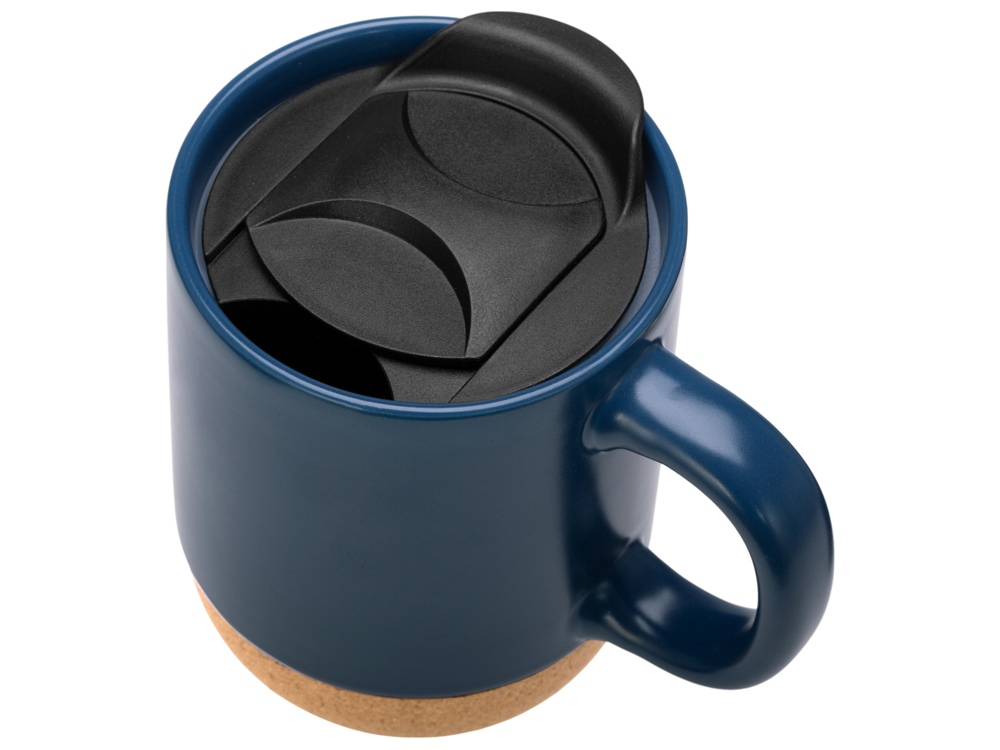 Кружка Denpasar с пробковым дном и крышкой, цветная с двух сторон, бензиновый синий-1
