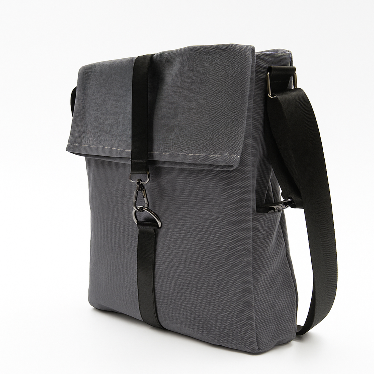 Шоппер Superbag Companion, с тремя отделениями, боковым креплением (карабин) и карманом (серый с черным)-5