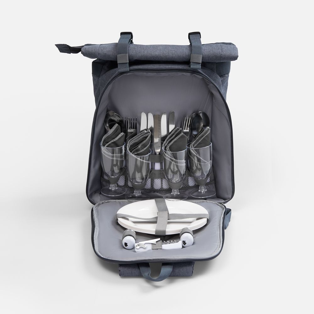 Набор для пикника Picnivo на 4 персоны, темно-серый меланж-0