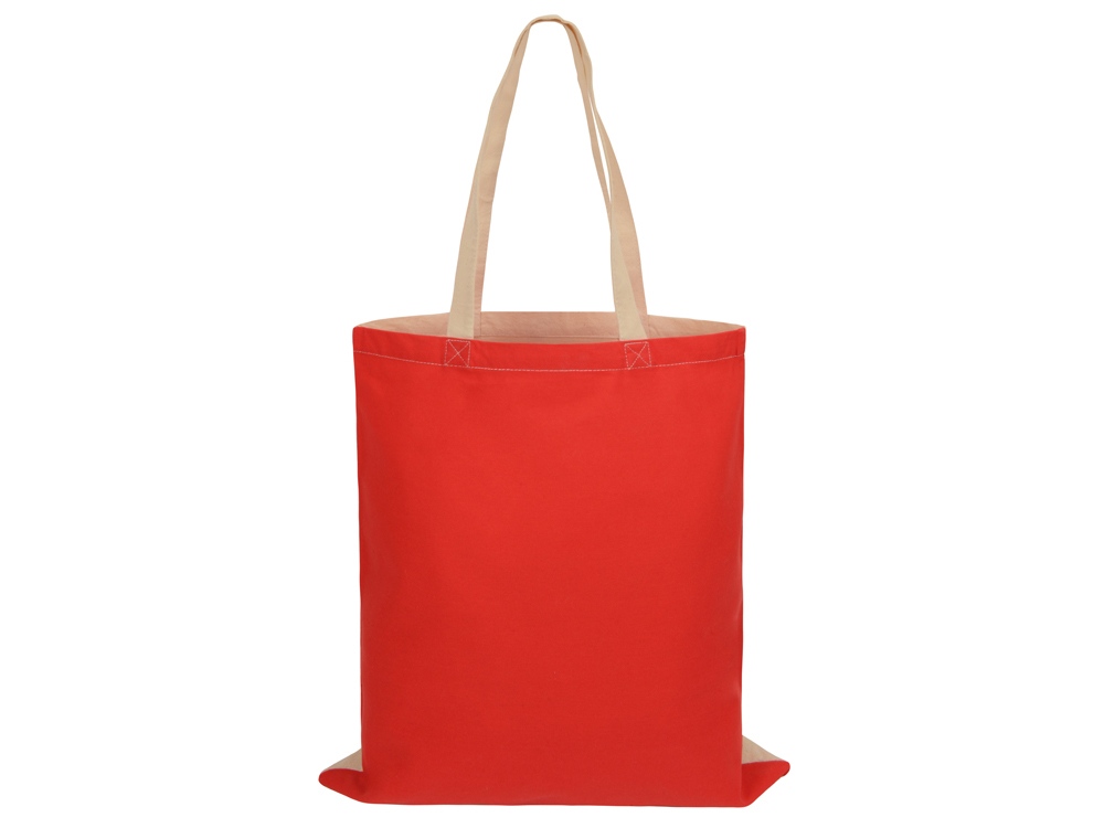 Сумка для шопинга Twin двухцветная из хлопка, 180 г/м2, красный/натуральный-3