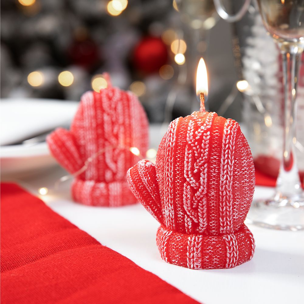 Свеча Kniteam, варежка, красная-2