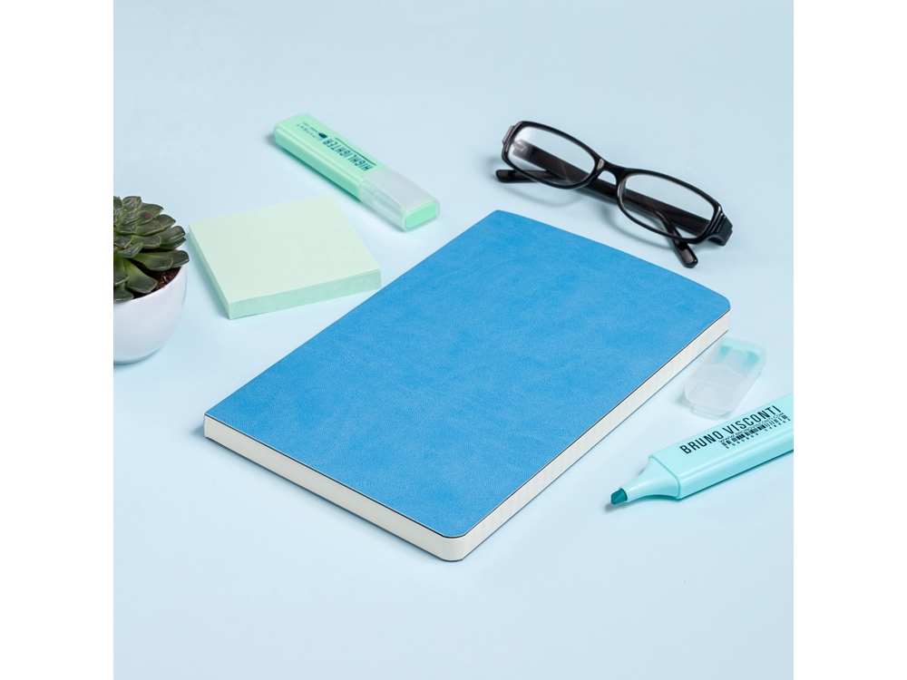 Ежедневник А5 недатированный Megapolis Velvet Flex, небесно-голубой-9