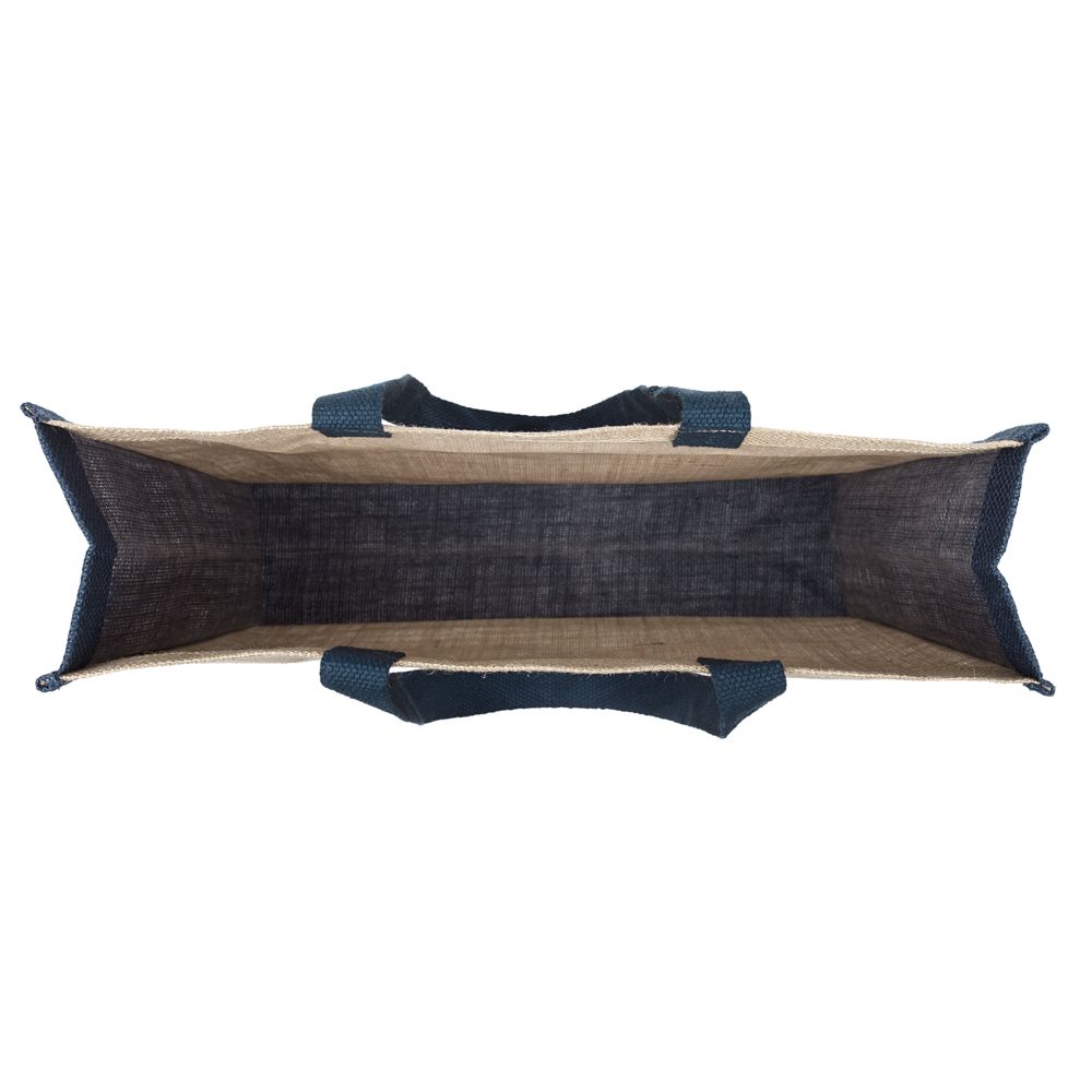 Холщовая сумка для покупок Bagari с синей отделкой-4