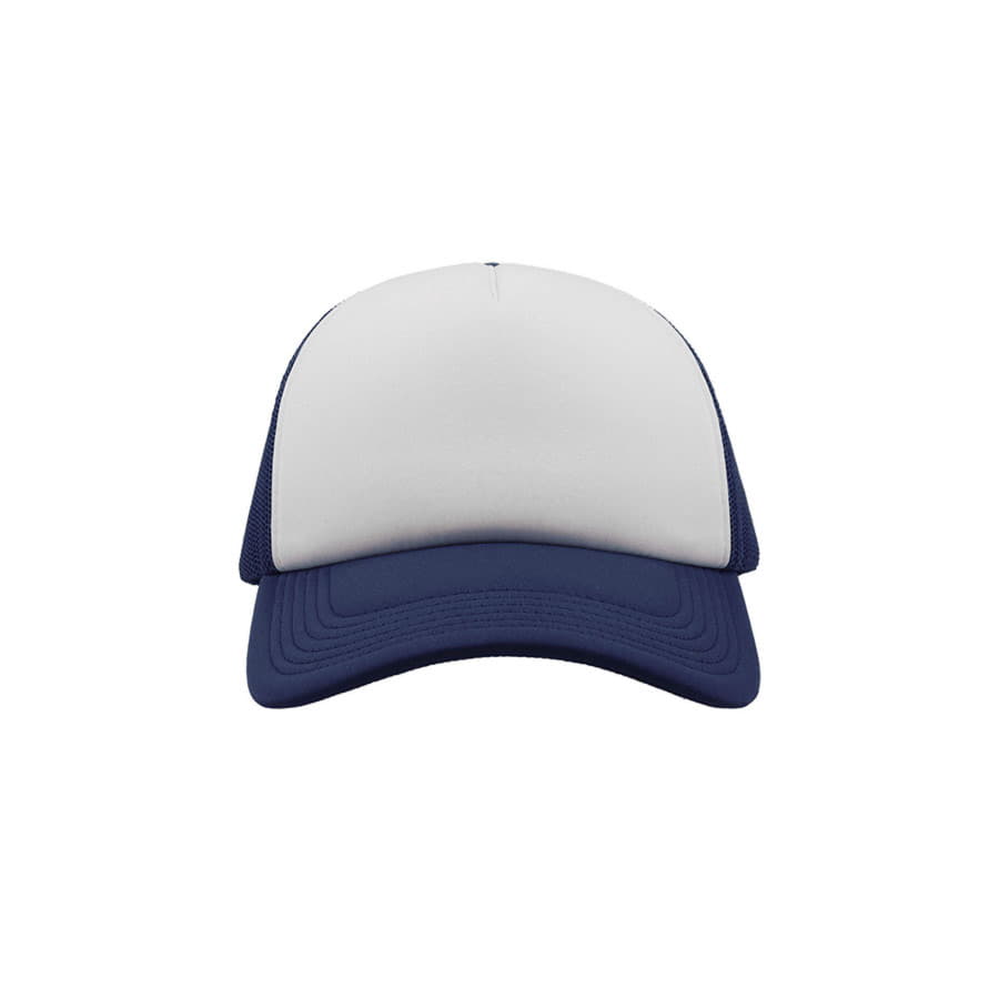 Бейсболка RAPPER, 5 клиньев, пластиковая застежка, белый, темно-синий-4