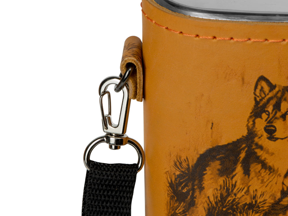 Набор Подарочный: фляга 511/2 (рыжая кожа), 2л+2 стаканчика+2 вилки-4