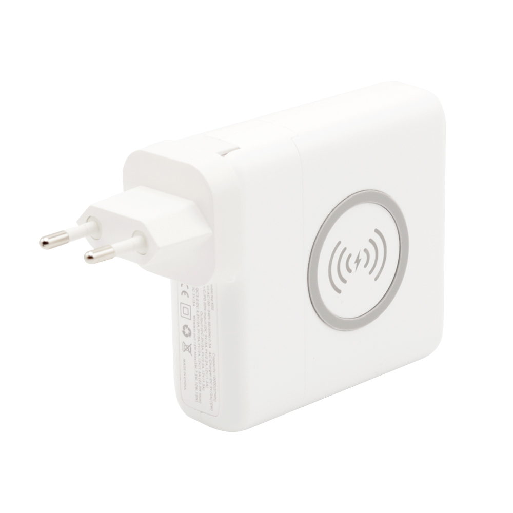 Внешний аккумулятор Gemini с беспроводной зарядкой и сетевым адаптером, Белый-2