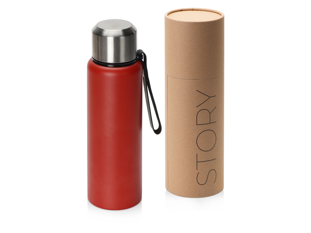 Вакуумный термос Story c покрытием powder, тубус, красный-0