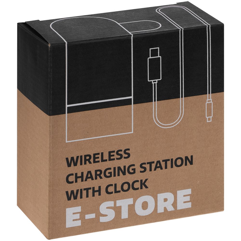 Зарядная станция с часами E-Store для смартфона, часов и наушников, черная-5