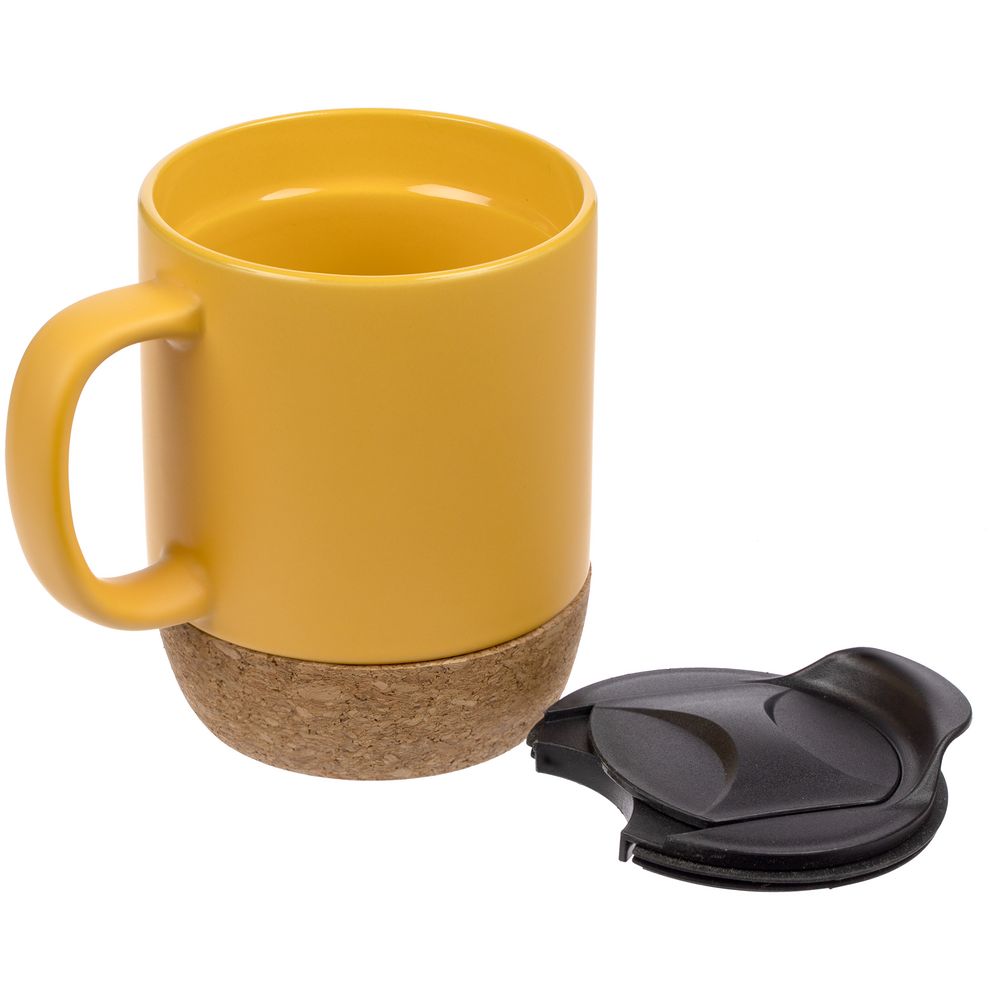 Кружка с пробковой подставкой Corky Walk, желтая-1