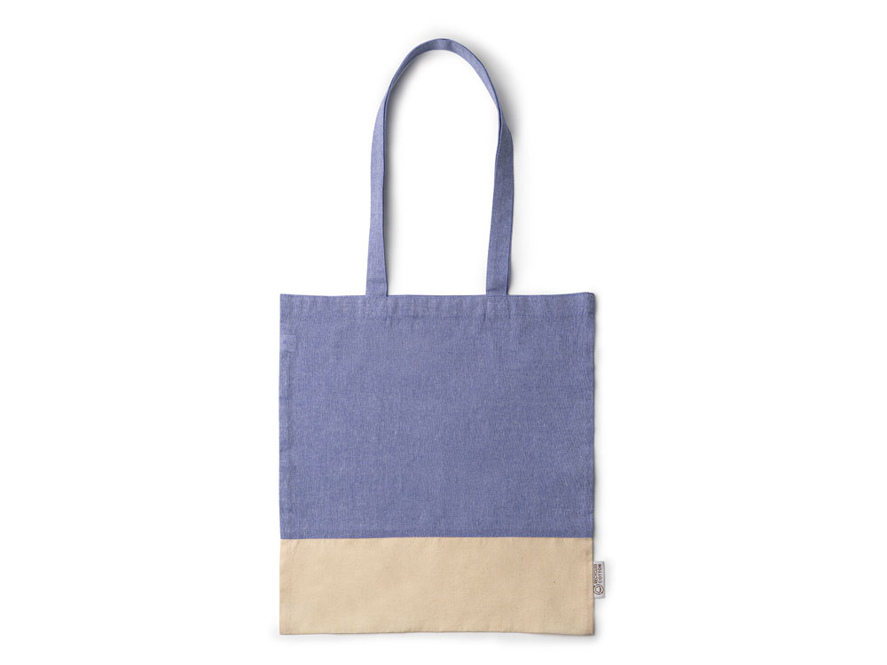 Сумка из переработанного хлопка PALMIRA, королевский синий/натуральный-0