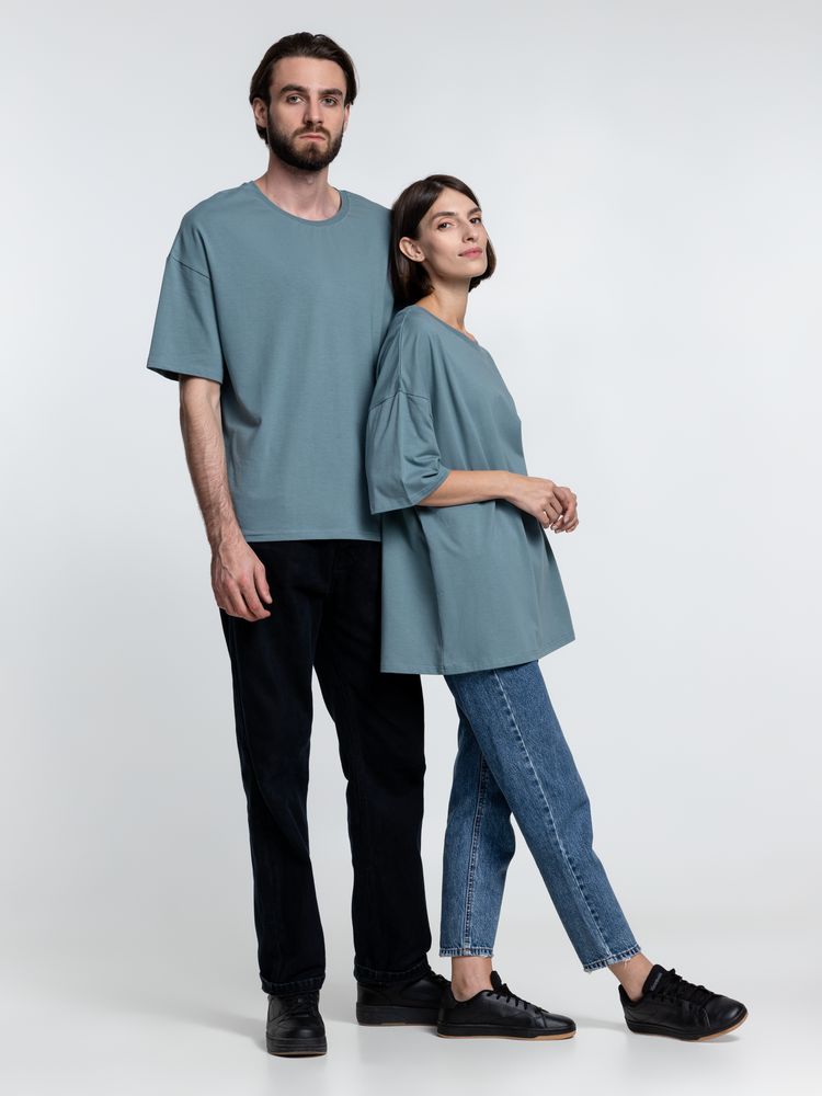 Футболка унисекс оверсайз Crosstown, серо-зеленая-6