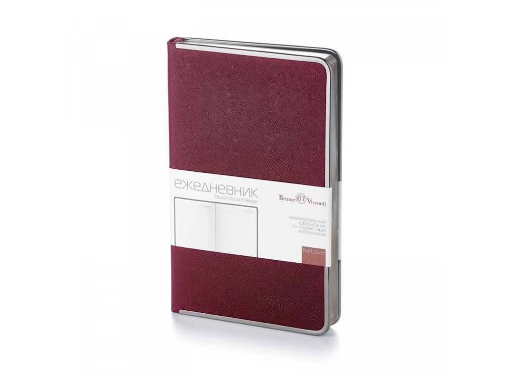 Ежедневник А5 недатированный Bridge, бордовый/серебристый-0