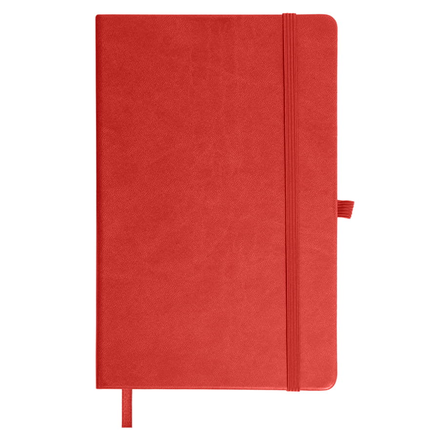 Бизнес-блокнот "Justy", 130*210 мм, красный, твердая обложка,  резинка 7 мм, блок-линейка, ярко-красный-1