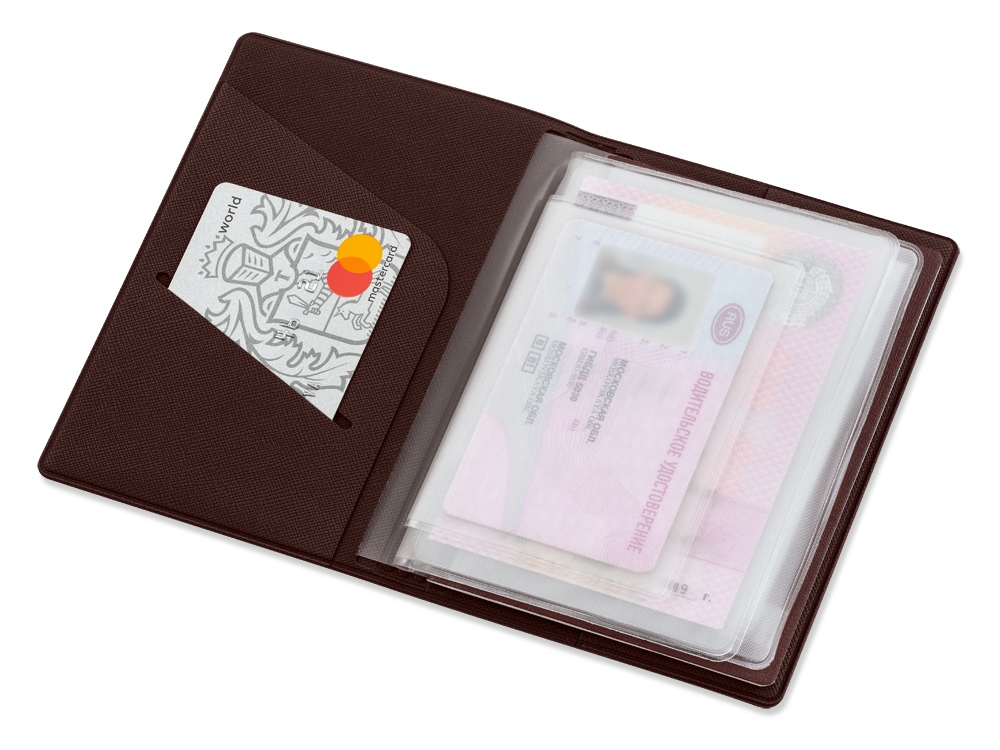 Классическая обложка для автодокументов Favor, коричневая-1