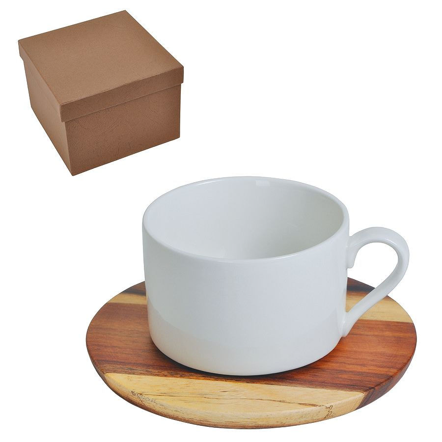 Чайная пара "Helga" в подарочной упаковке, коричневый, белый-0
