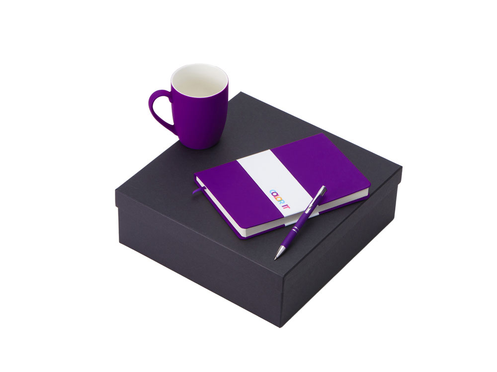 Подарочный набор с блокнотом С2, металлической ручкой и кружкой, фиолетовый-0