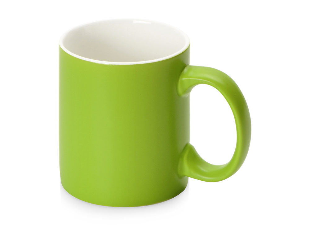 Матовая кружка Марко базовой формы, цветная снаружи, белая внутри, зеленое яблоко-0