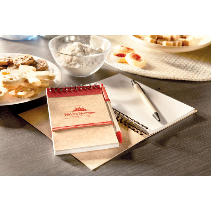 Блокнот с ручкой, красный-7