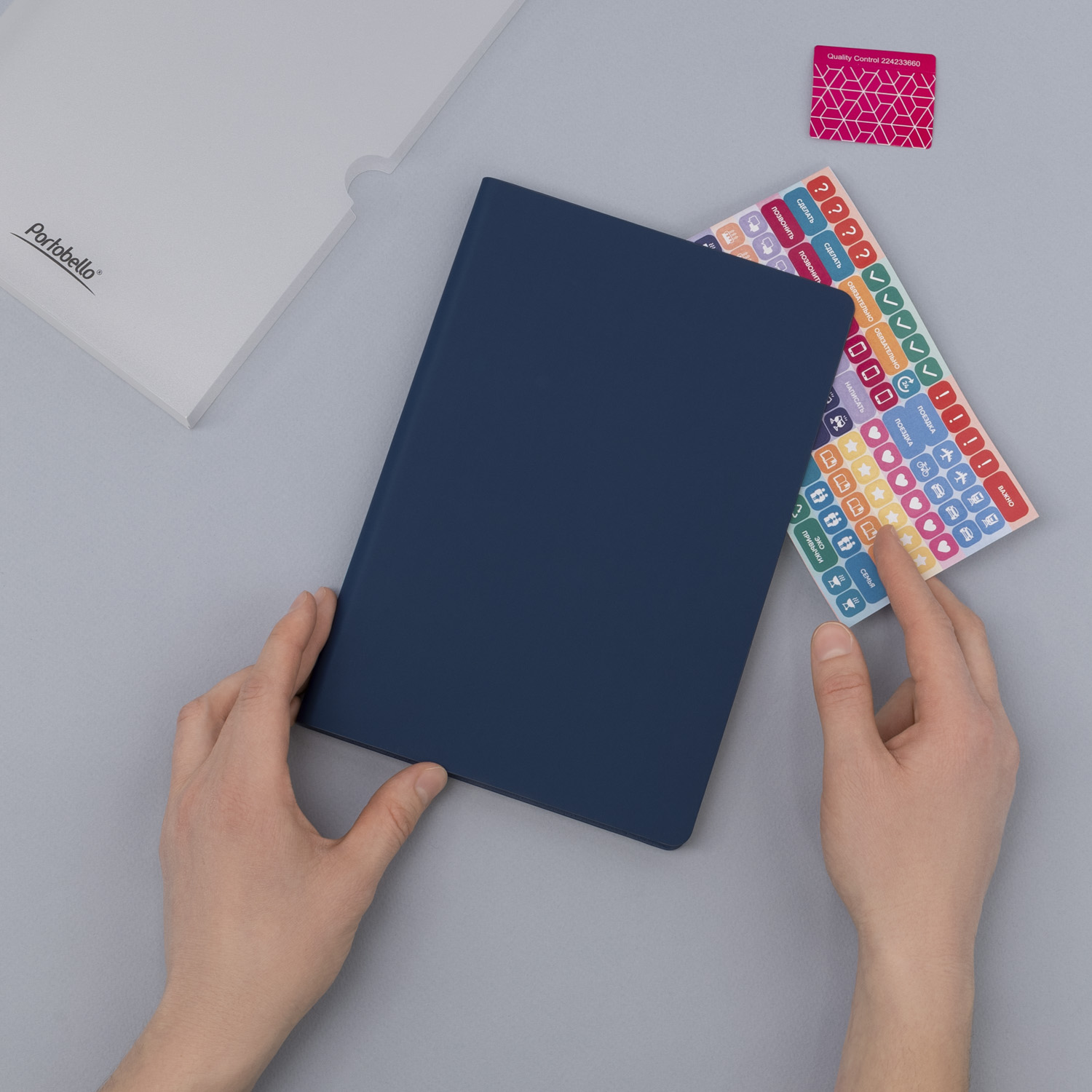 Ежедневник Spark недатированный, синий (с упаковкой, со стикерами)-14