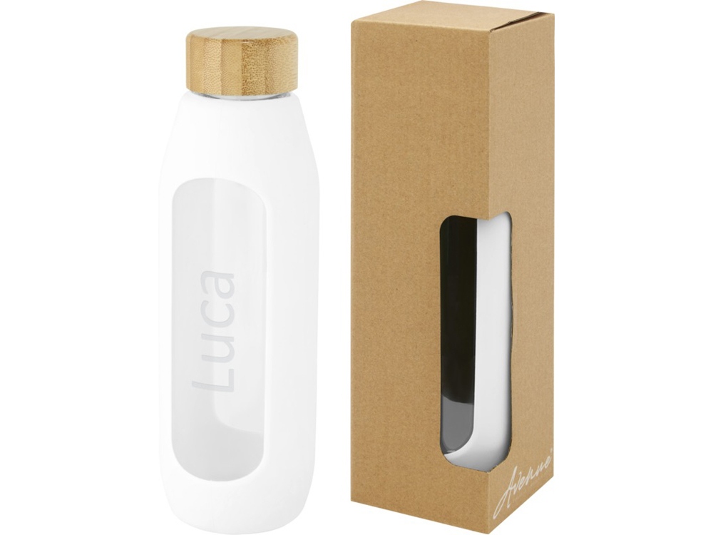 Tidan Бутылка из боросиликатного стекла объемом 600 мл с силиконовым держателем, белый-7