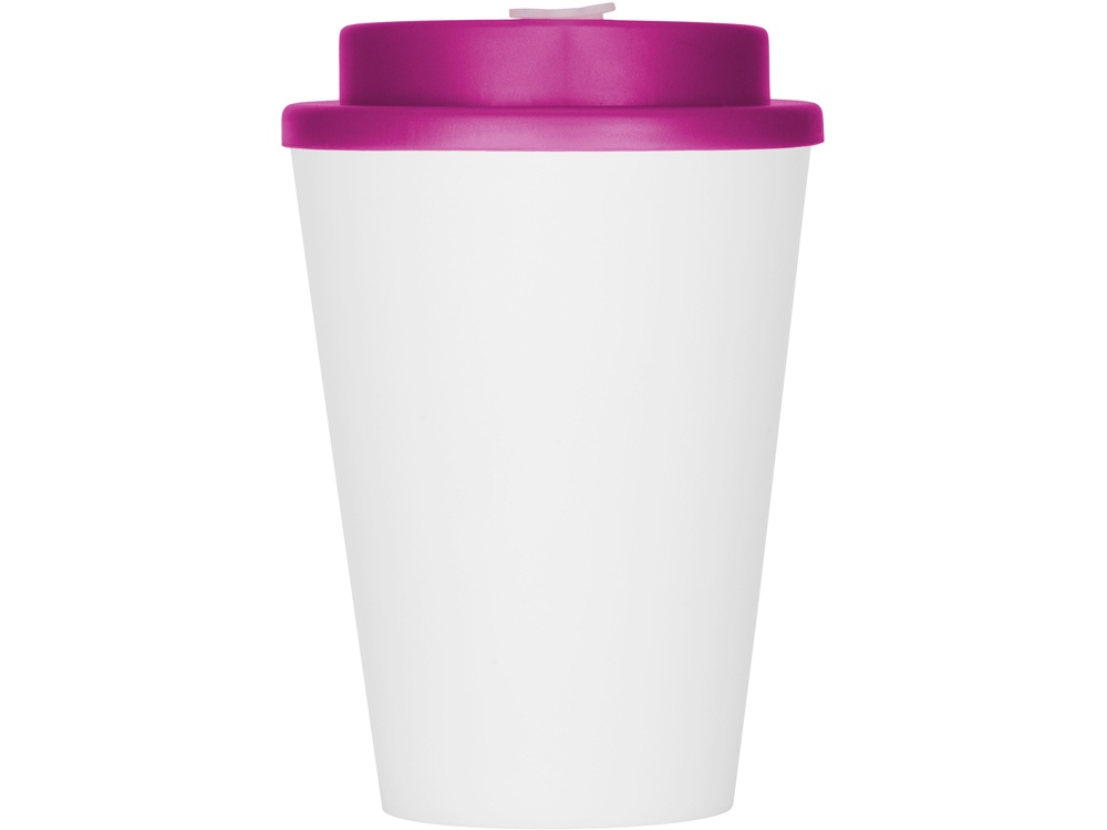 Пластиковый стакан Take away с двойными стенками и крышкой с силиконовым клапаном, 350 мл, белый/фуксия-3
