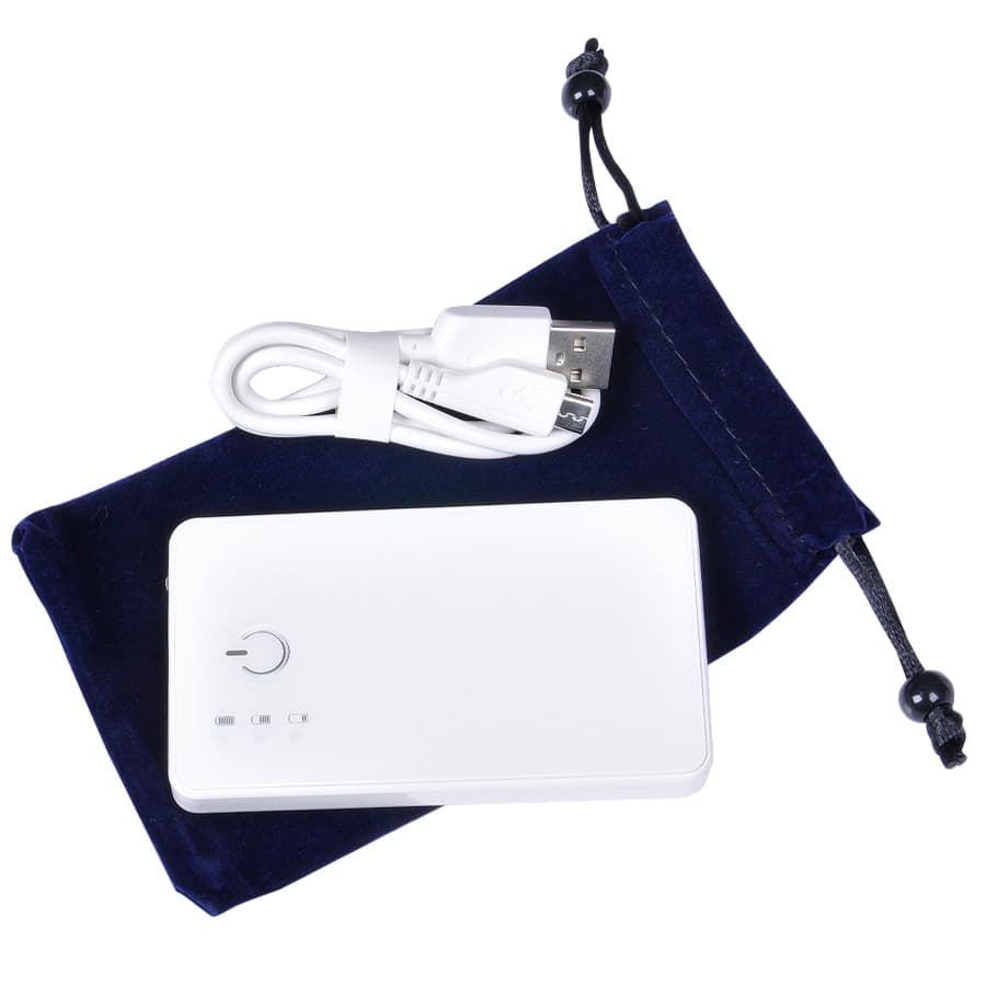 Универсальное зарядное устройство "Plain" (2800mAh) с фонариком, белый-8