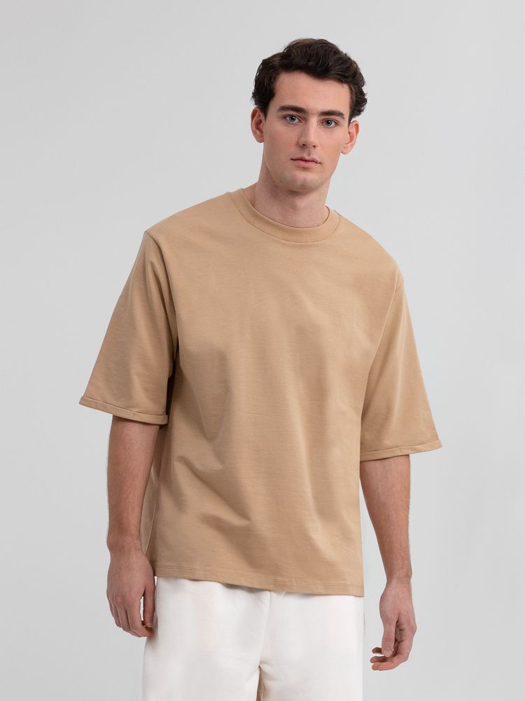 Футболка оверсайз унисекс Kosmos 2.0, бежевая-3