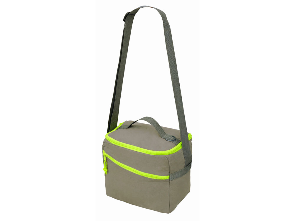 Изотермическая сумка-холодильник Neo Classic c контрастной молнией, серый/зеленое яблоко-1