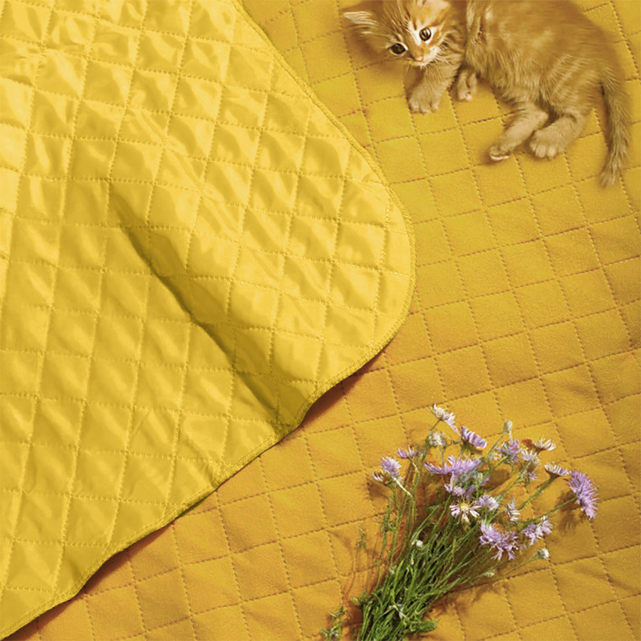 Плед для пикника "Rest"; жёлтый; 115 х 140 см; двухсторонний материал флис 150 гр/м2+оксфорд  210 T, желтый-1