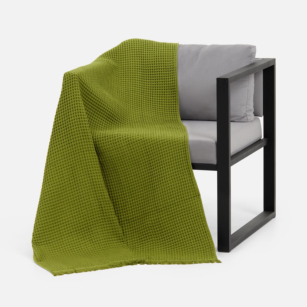 Плед вафельный Elenglect, зеленый-2