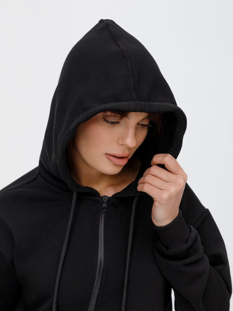 Толстовка унисекс оверсайз на молнии Zippy Terry, черная-7