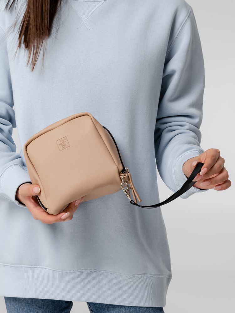 Дорожная косметичка Cubo, бежевая с логотипом-6