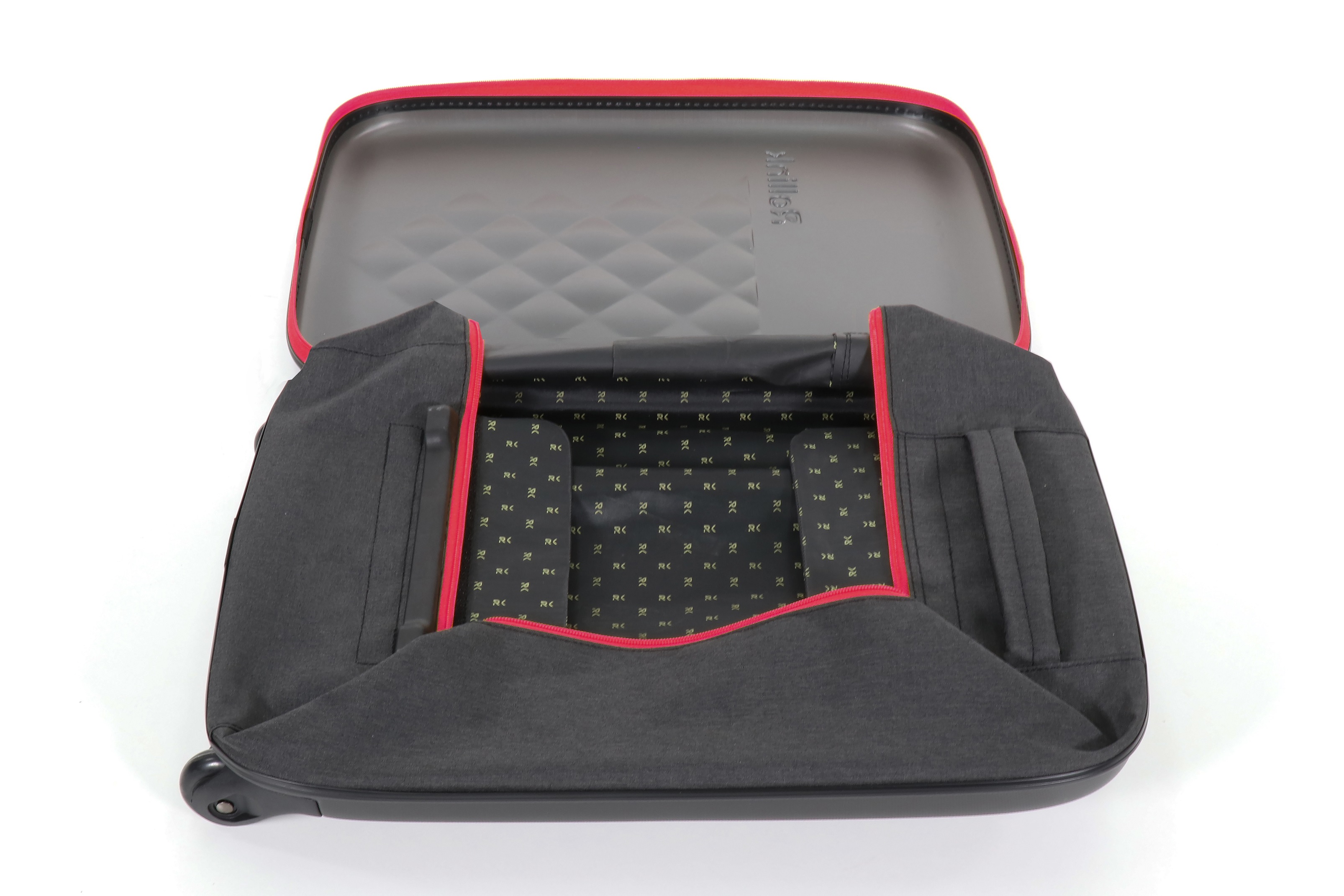 Чемодан складной Rollink Earth 55x40x20 см, 2 колеса, черный/красный-14