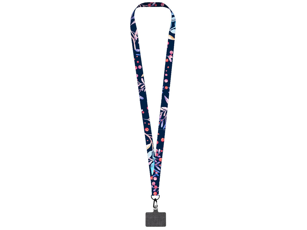 Ланъярд 2 см под сублимацию с трендовым карабином и большим держателем для телефона из ПЭ, черный-1