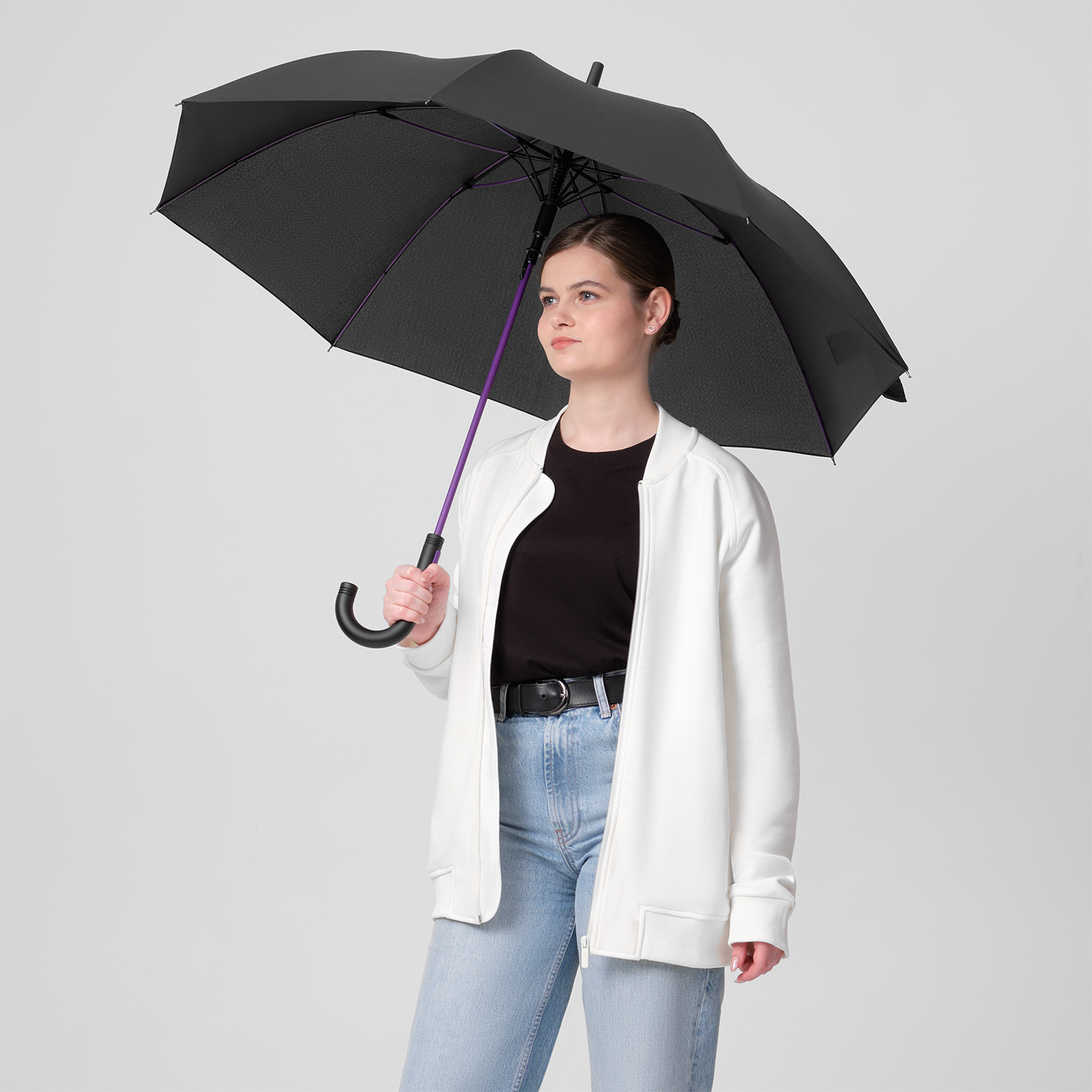 Зонт-трость Quantum, черный/фиолетовый-5