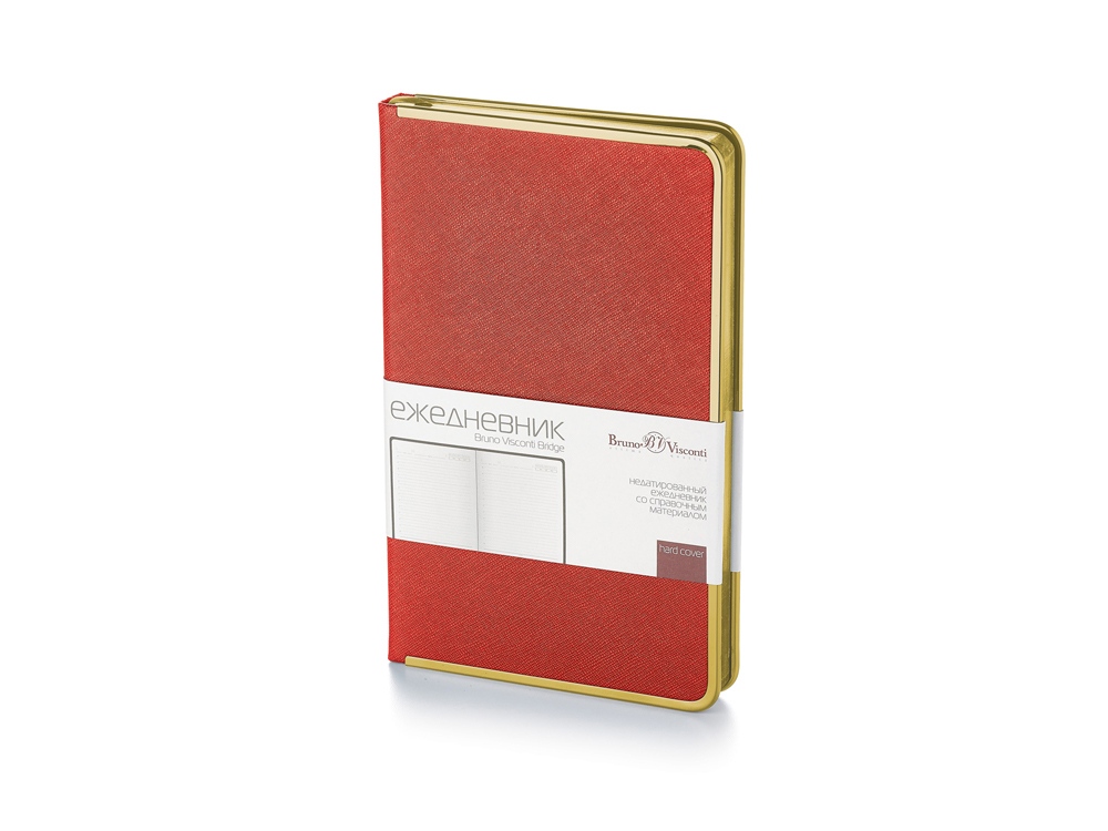 Ежедневник А5 недатированный Bridge, красный/золотистый-0