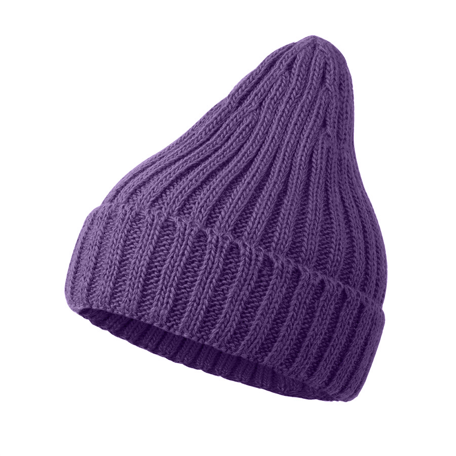 Шапка бини вязаная НАСВЯЗИ©  шерсть/ акрил, фиолетовый-0