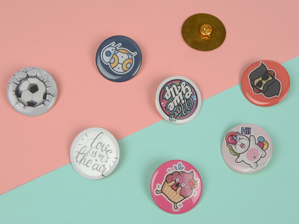 Значок металлический Круг, золотистый-5