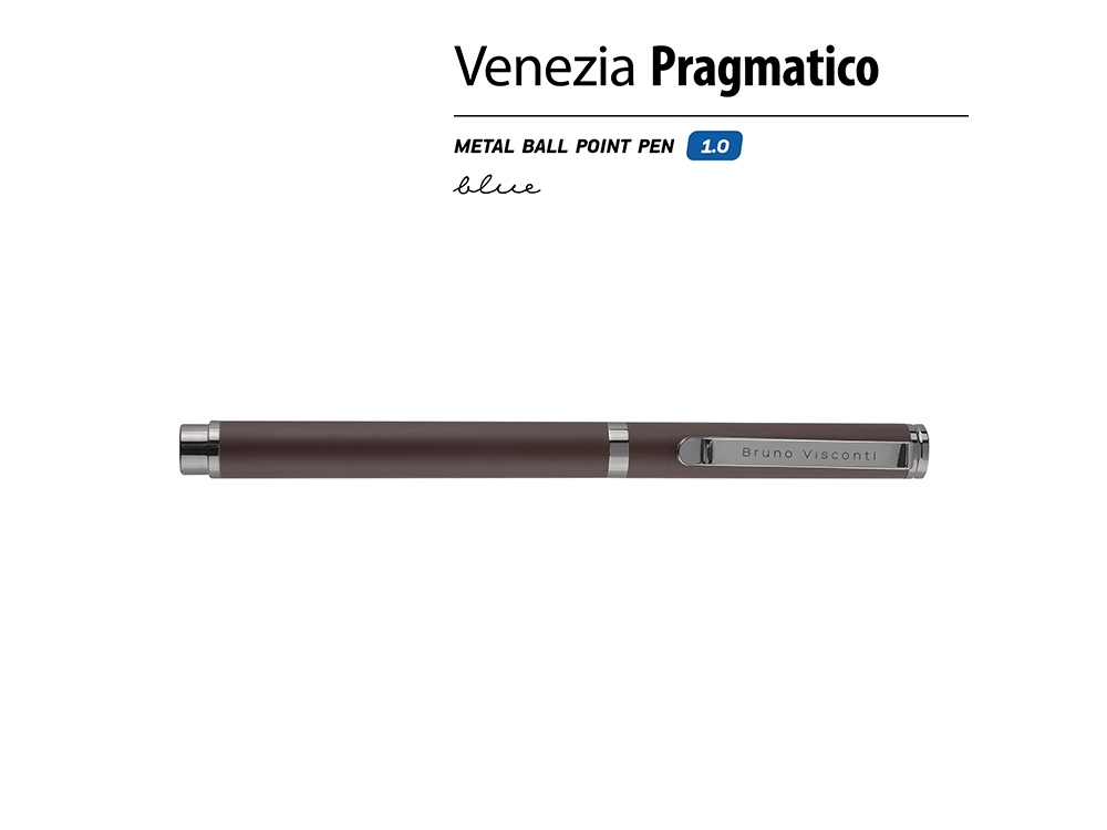 Ручка металлическая шариковая Venezia Pragmatico софт-тач, коричневый-1