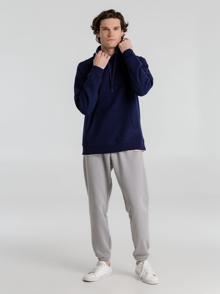 Толстовка с капюшоном унисекс King, темно-синяя-4