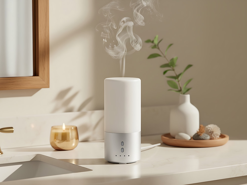 Увлажнитель воздуха с подсветкой Breathe, белый/серебристый-13