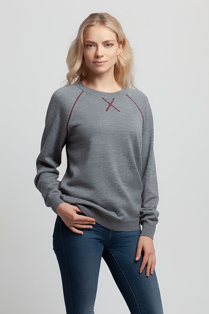 Джемпер Stitch с контрастной отделкой, серый с бордовым-3
