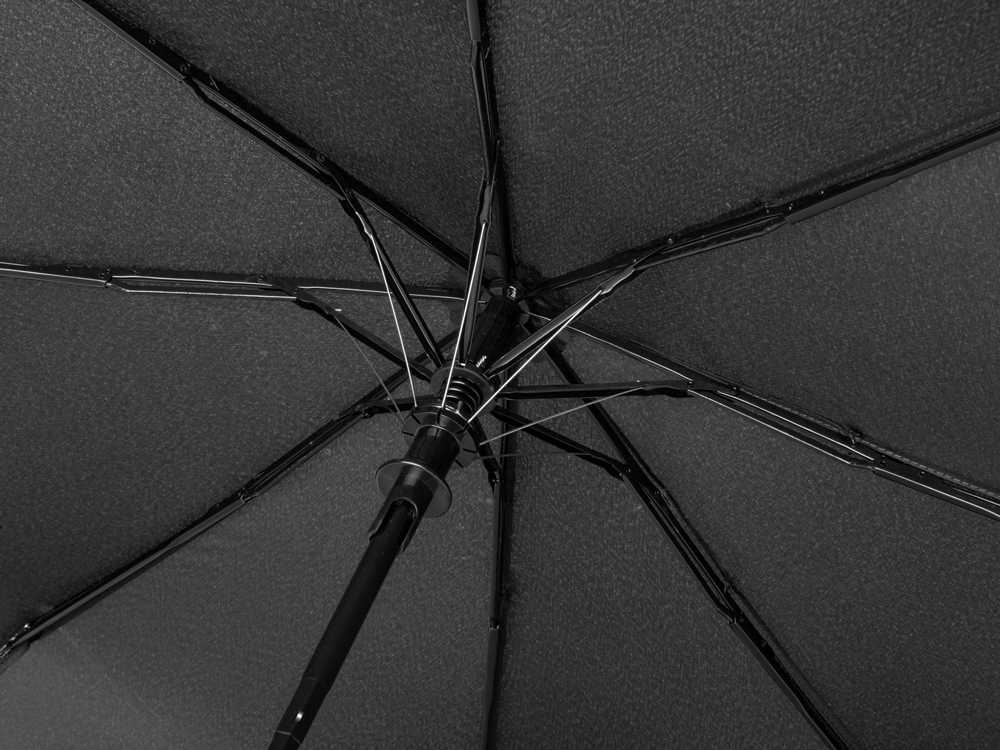 Зонт-полуавтомат Roof с куполом из переработанного пластика, черный-6