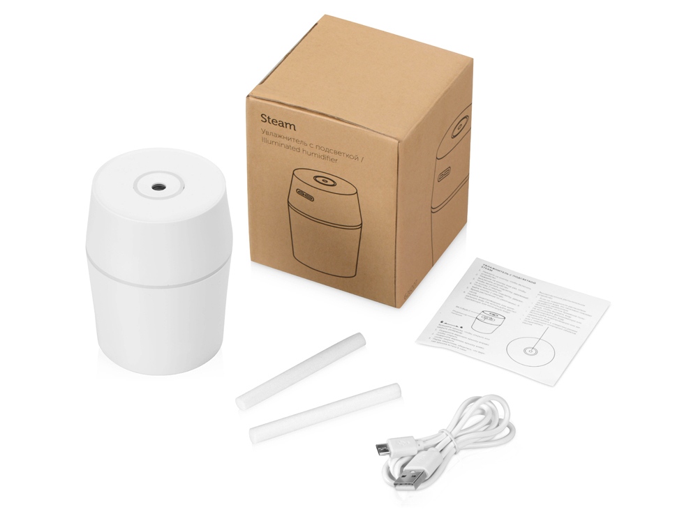 USB Увлажнитель воздуха с подсветкой Steam, белый-5